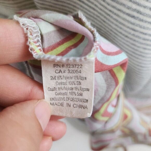 A Common Thread Silk Blend Striped Sequin Lace Metallic Gray Flowy Tank Top L - Picture 7 of 8